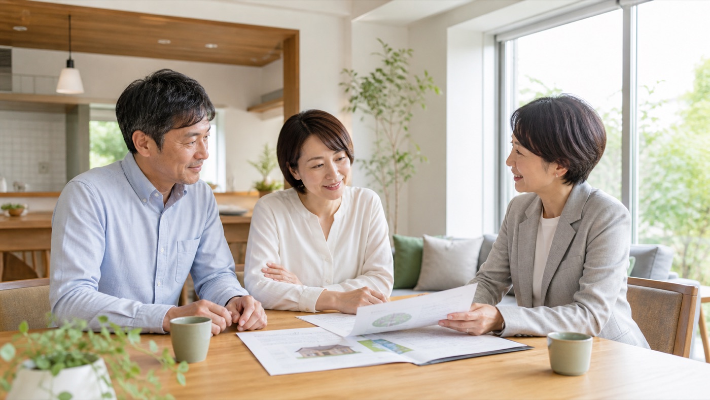 リフォーム補助金について施工会社へ相談する夫婦